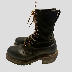 Red Wing Boots Mens 5.5 D Black Leather 2218 Logger Steel Toe Work Vibram USA
